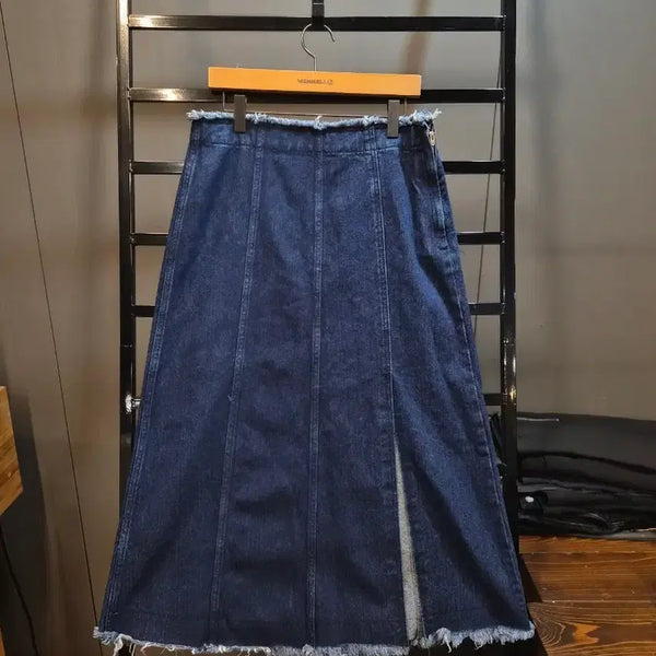 [BUNJANG] uha Indigo Denim Cutting A-Line Long Skirt / [M] 유하 uha 인디고 데님 컷팅 A라인 롱스커트 2.5