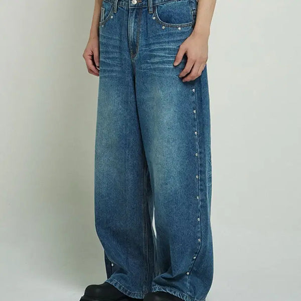 [BUNJANG] Juang Homme Studded Denim Jeans Blue Pants / 주앙 옴므 스터드 데님 진 블루 팬츠 청바지 M & L