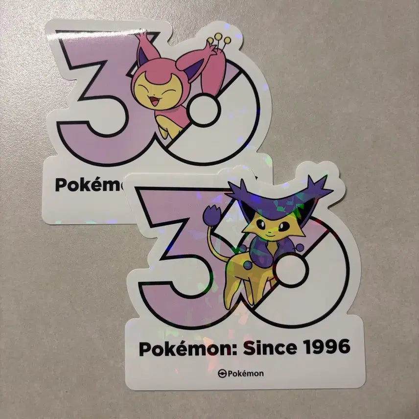 [BUNJANG] Pokemon 30th Anniversary Logo Sticker Bundle Set (Entei, Delcatty) / (새상품) 포켓몬스터 무릉도원 팝업 30주년 로고 스티커 에나비 델케티 일괄