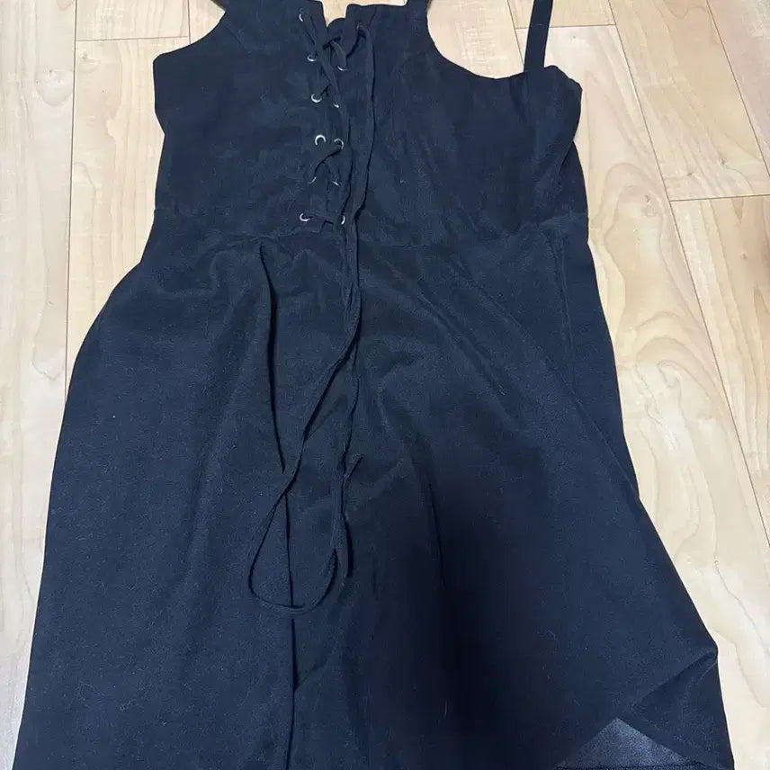 [BUNJANG] Black Lace-Up Bustier Dress / 블랙 레이스업 뷔스티에 원피스