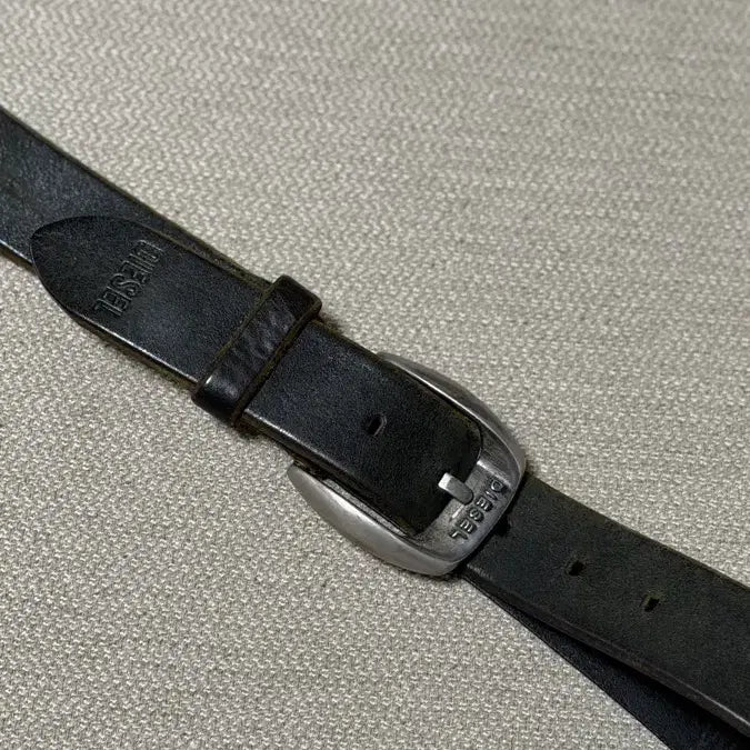 [BUNJANG] Diesel Vintage Leather Belt Black / 디젤 가죽 빈티지 벨트 블랙