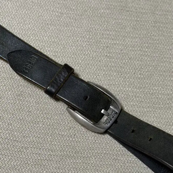 [BUNJANG] Diesel Vintage Leather Belt Black / 디젤 가죽 빈티지 벨트 블랙