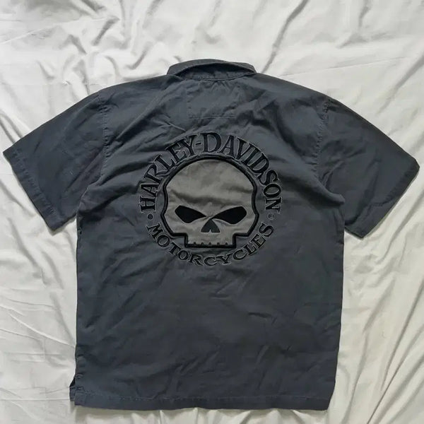 [BUNJANG] Harley-Davidson Skull Short Sleeve Shirt / 할리데이비슨 스컬 반팔 셔츠