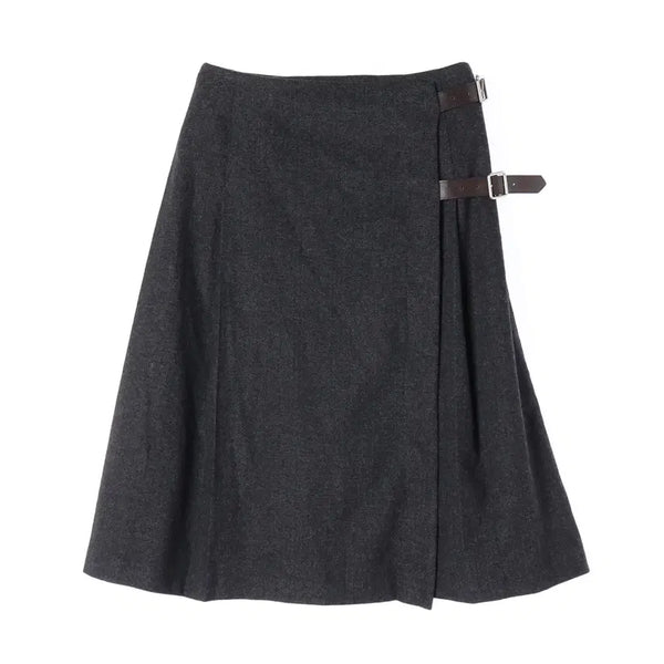 [BUNJANG] The Barnet Kiltie Wool Blend Wrap Pleated Skirt / 더바넷 킬티니 울 블렌드 랩 플리츠 스커트