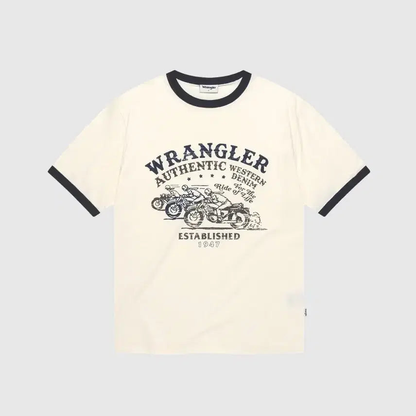 [BUNJANG] Wrangler Motorcycle Ringer T-Shirt M / 랭글러 MOTOCYCLE RINGER T-SHIRT 반팔 티셔츠 M
