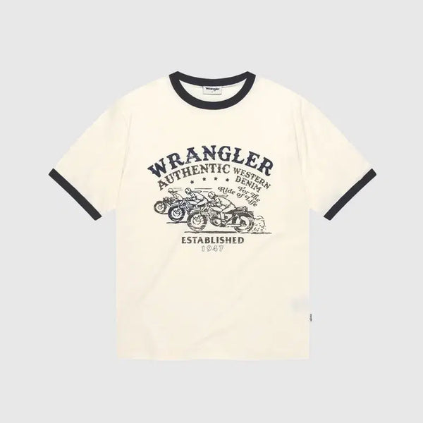 [BUNJANG] Wrangler Motorcycle Ringer T-Shirt M / 랭글러 MOTOCYCLE RINGER T-SHIRT 반팔 티셔츠 M