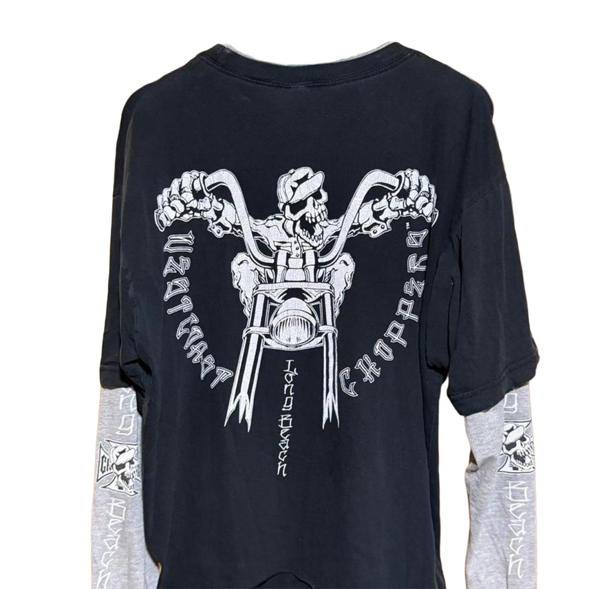 [BUNJANG] 00s West Coast Choppers Skull Long Beach Layered Long Sleeve Tee / 00s 웨스트 코스트 차퍼스 스컬 롱비치 레이어드 롱슬리브