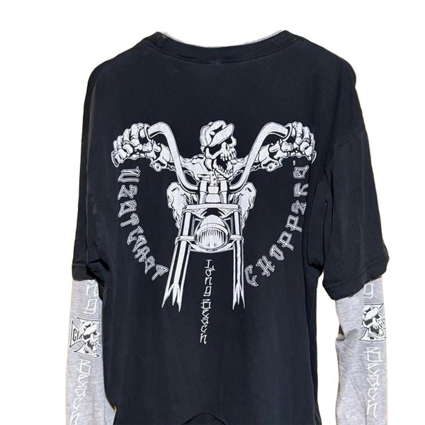 [BUNJANG] 00s West Coast Choppers Skull Long Beach Layered Long Sleeve Tee / 00s 웨스트 코스트 차퍼스 스컬 롱비치 레이어드 롱슬리브
