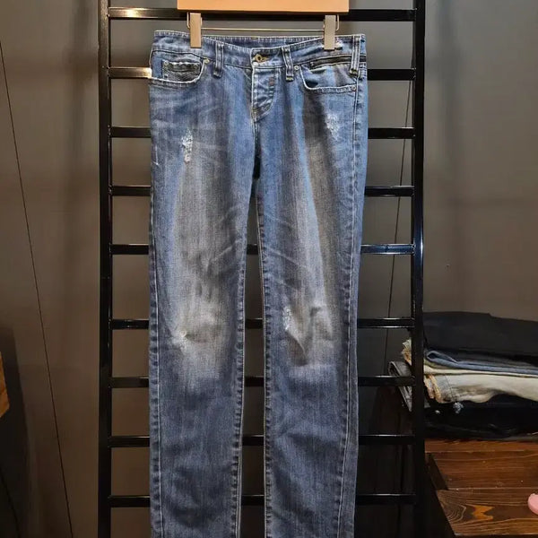 [BUNJANG] SYSTEM Vintage Washed Skinny Denim Jeans / [27] 시스템 SYSTEM 연청 빈티지 워싱 데미지 스키니 데님 청바지 2.9