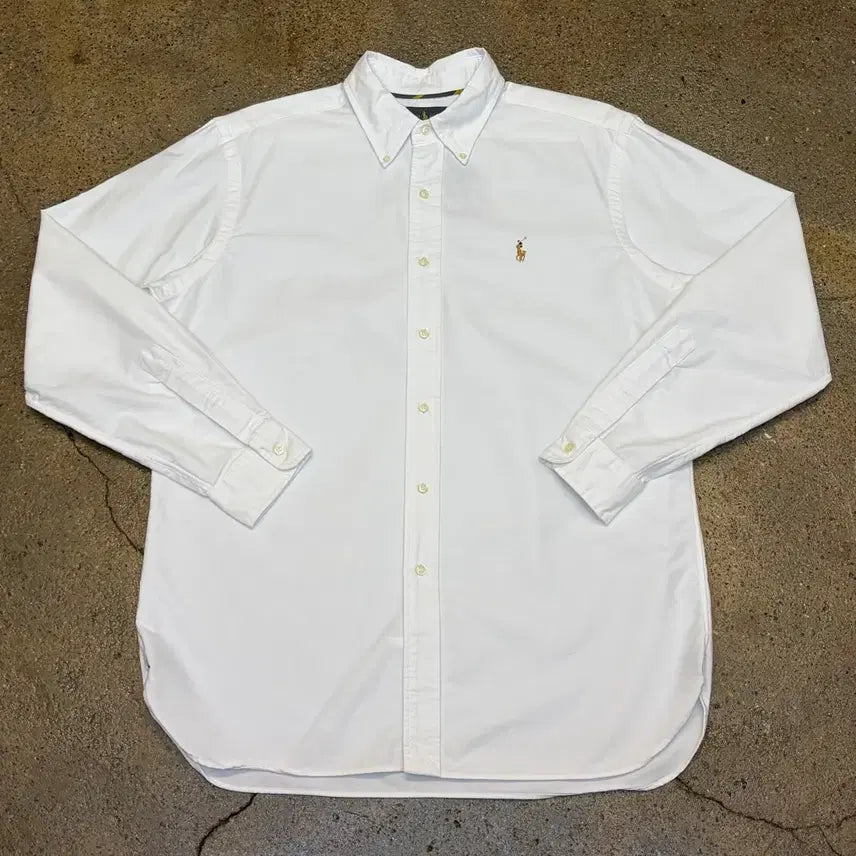 [BUNJANG] Polo Ralph Lauren White Long Sleeve Shirt (Vintage L) / 미국빈티지 폴로 랄프로렌 화이트 긴팔 셔츠