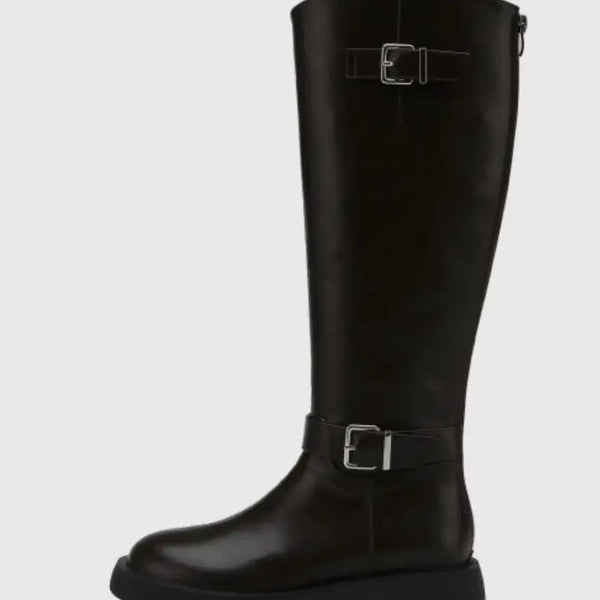 [BUNJANG] Salt & Chocolate Round Toe Rider Flat Long Boots (Size 240) / 솔트앤초콜릿 라운드 토 라이더 플랫 롱부츠 240