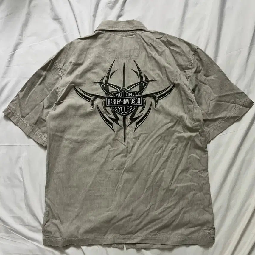 [BUNJANG] Harley-Davidson Striped Short Sleeve Shirt / 할리데이비슨 반팔 셔츠
