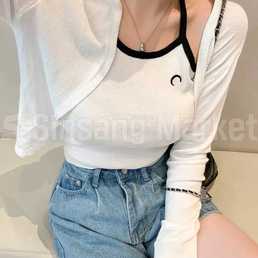 [BUNJANG] Haren Bolero Cardigan Crop Shawl Knit / [빠른발송] 하렌 볼레로 가디건 크롭 숄 베이직 루즈핏 니트 간절기 여름