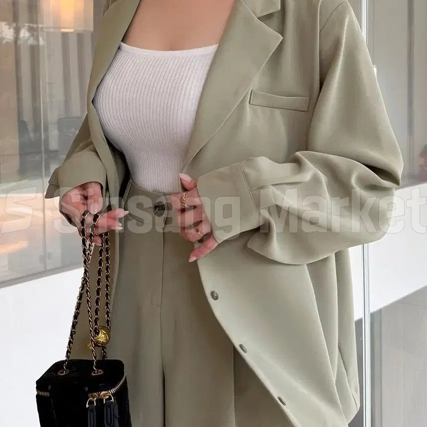 [BUNJANG] Luxe Set Jacket Pants Shorts Shirt Loose Fit / [빠른발송] 럭스 세트 자켓 팬츠 반바지 셔츠 카라 뒷트임 밴딩 루즈 가
