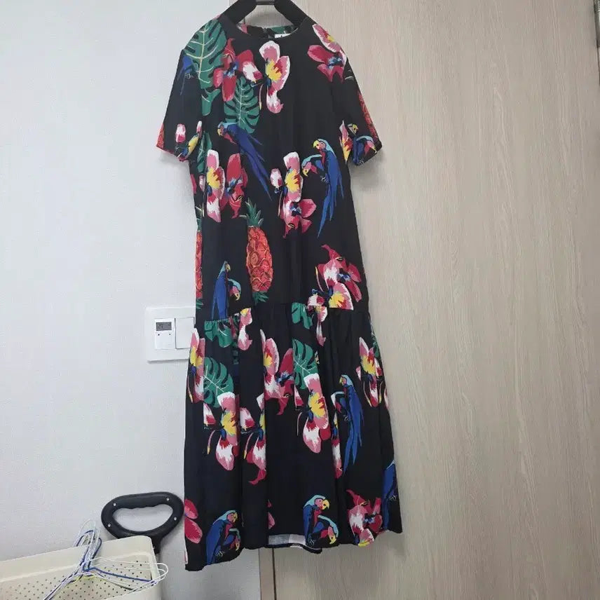 [BUNJANG] Tropical Pattern Long Dress with Back Zipper / 트로피컬 패턴 뒷지퍼  원피스