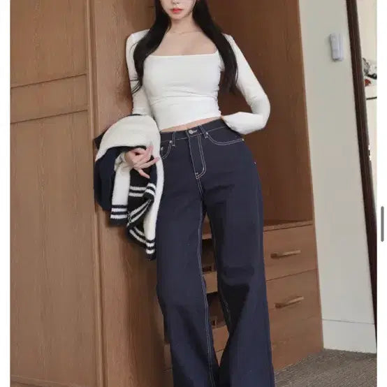 [BUNJANG] KindaMimi Raw Denim Wide Leg Jeans / 카인다미 골반볼륨업 생지 와이드진