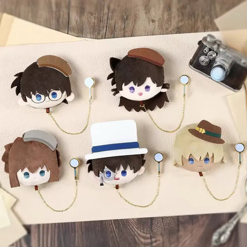 [BUNJANG] Detective Conan Plush Doll & Badge Set: Conan, Ran, Haibara, Kaito Kid, Amuro Tooru / 명탐정코난 코난 란 하이바라 괴도키드 아무로 토오루 인형 누이 뱃지