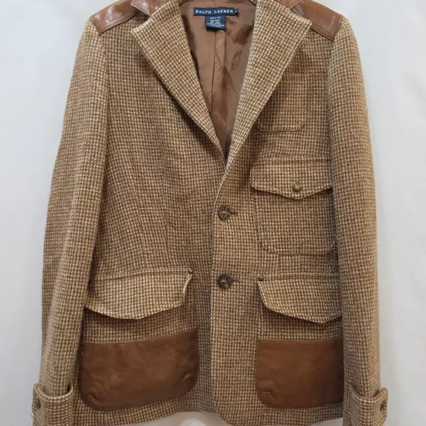 [BUNJANG] Ralph Lauren Wool & Alpaca Leather Combo Tweed Jacket / (정품)랄프로렌 울&알파카 레더 콤비 트위드 자켓