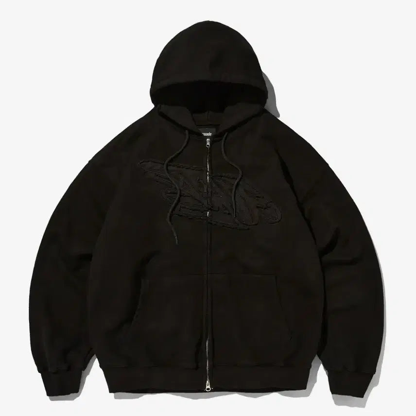 [BUNJANG] SUADE Loose Hood Zip Up Hoodie S / 스웨이드 SUADE LOOSE HOOD ZIP UP 루즈 자수 집업 S