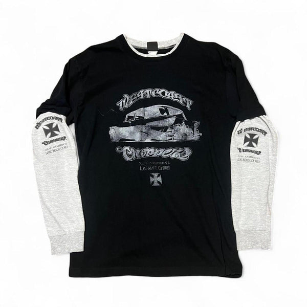[BUNJANG] West Coast Choppers 00s Iron Cross Layered Long Sleeve Shirt / 00s 웨스트 코스트 차퍼스 아이언 크로스 차퍼스 레이어드 롱슬리브