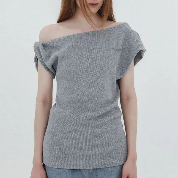 [BUNJANG] APinkler Twisted T-Shirt Light Grey / 에핑글러 트위스티드 티셔츠 라이트 그레이