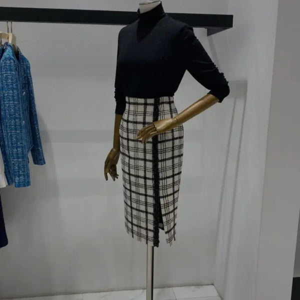 [BUNJANG] Mojo.S.Phine Black Pearl Tweed Skirt (Size 55) / 모조에스핀 흑진주 트위드 스커트 (55)