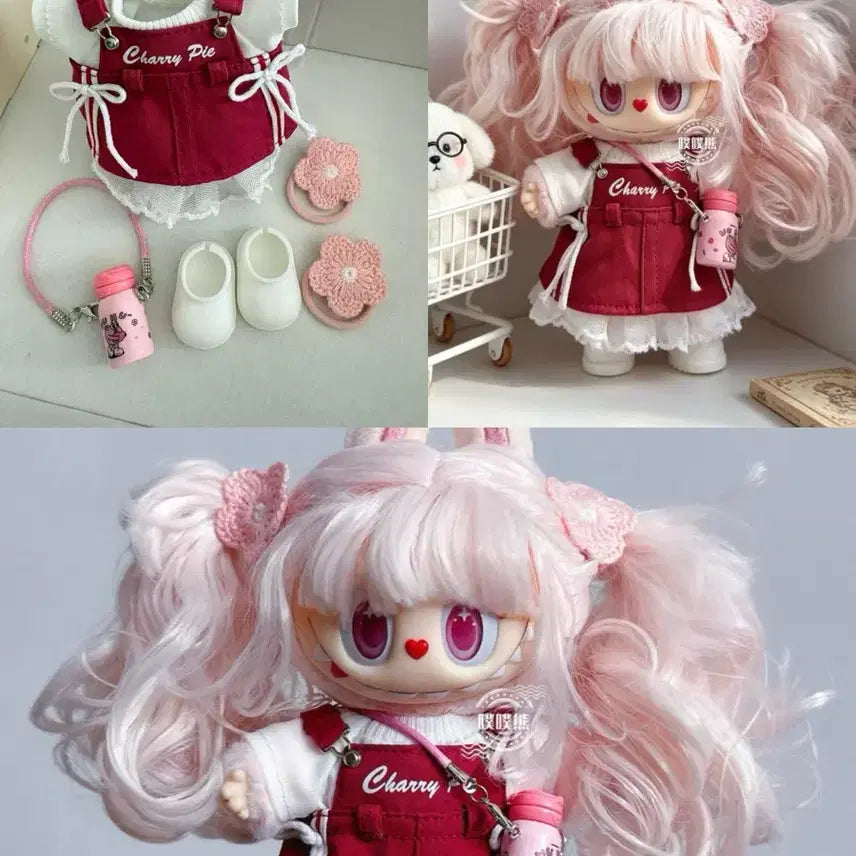 [BUNJANG] Lovubu 17cm Doll Clothes Red Overalls Set / 2개이상반택무료 라부부17센치 인형옷 레드멜빵세트 인형X