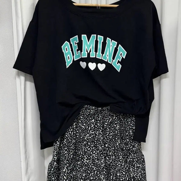 [BUNJANG] Lettering T-shirt & Zebra Pattern Skirt Pants Set / [새상품] 반팔티 + 치마바지 셋업