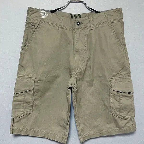 [BUNJANG] Adidas Flame Logo Cotton Utility Cargo Shorts Khaki Beige L / 아디다스 불꽃로고 남자 코튼 유틸리티 카고 반바지 카키베이지 L 32