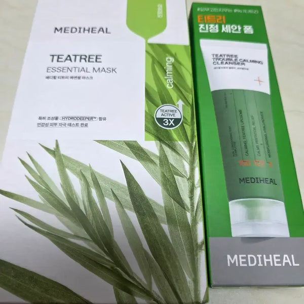 [BUNJANG] Mediheal Tea Tree Essential Mask 3X & Soothing Cleansing Foam Set / 메디힐 티트리 에센셜 마스크 3X / 진정 세안 폼
