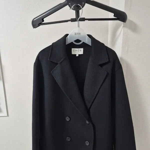[BUNJANG] CHOR Double-Breasted Coat Black / CHOR 더블 코트 블랙