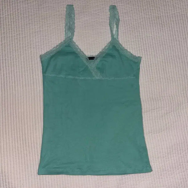 [BUNJANG] Brandy Melville Lace Mint Sleeveless Top / 브랜디멜빌 레이스 민트 슬리브리스