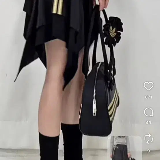 [BUNJANG] Vintage Reichew Skirt - Black/Gold / 재미삼아 빈티지 치마 레이츄 검골