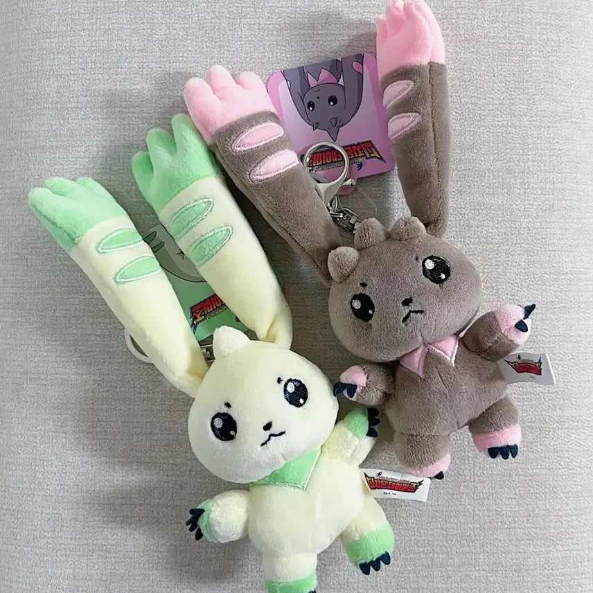 [BUNJANG] Digimon Tamers Terriermon & Lopmon Plush Keychain Set / 디지몬 테이머즈 테리어몬 & 로프몬 인형 키링 2종 일괄
