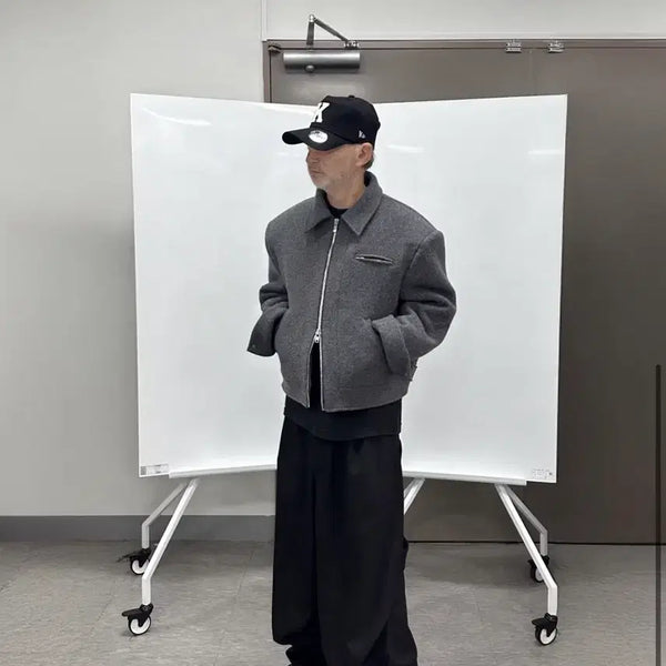 [BUNJANG] Kamien Grid Wool Jacket Grey / [2] 카미엔 그리드 울 자켓 그레이