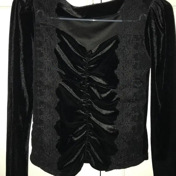[BUNJANG] Vintage Gothic Lolita Lace Top / 빈티지 공겜여주 고스 로리 대장 레이스 탑 갸루 미사깔 오리엔탈