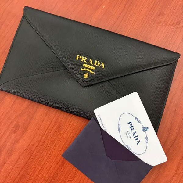 [BUNJANG] Prada Vitello Move Leather Envelope Long Wallet Black / 프라다 비텔로 무브 레더 언벨로프 장지갑 블랙
