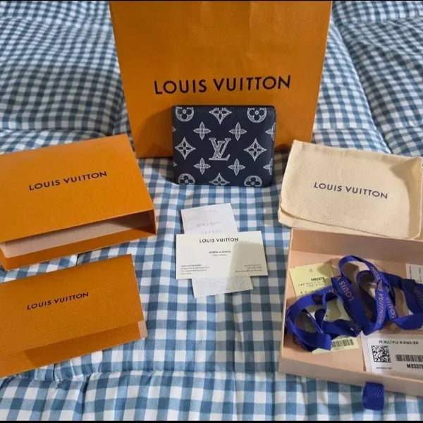 [BUNJANG] Louis Vuitton Shadow Multiple Wallet Navy Blue Full Set Authentic / 루이비통 쉐도우 멀티플월렛 반지갑 네이비블루 풀구성 정품