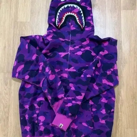 [BUNJANG] BAPE Shark Hoodie Purple Camo / (2xl,xxl)베이프 샤크 후드집업 퍼플 카모