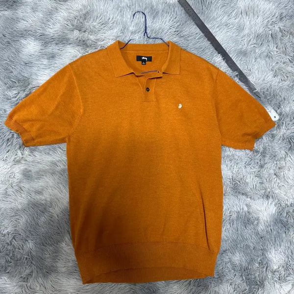 [BUNJANG] Stussy Classic Polo Sweater Orange / 스투시 클래식 폴로 스웨터 오렌지  L사이즈