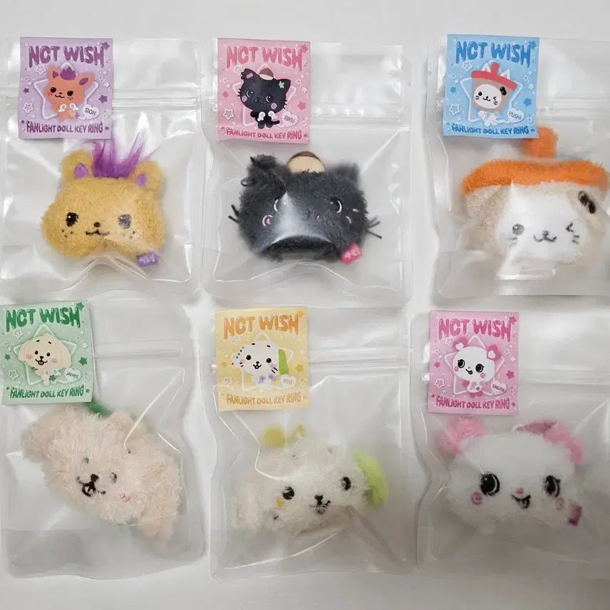 [BUNJANG] NCT WISH Wish Doll Cheering Stick Face Keyring Bundle Set / 엔시티위시 위시돌 응원봉 얼굴 키링 일괄
