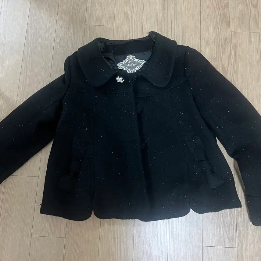 [BUNJANG] Vintage Black Glitter Coat / 빈티지 일녀깔 반코트 검정 반짝이 코트 달천깔 스나계 지뢰계 양지뢰