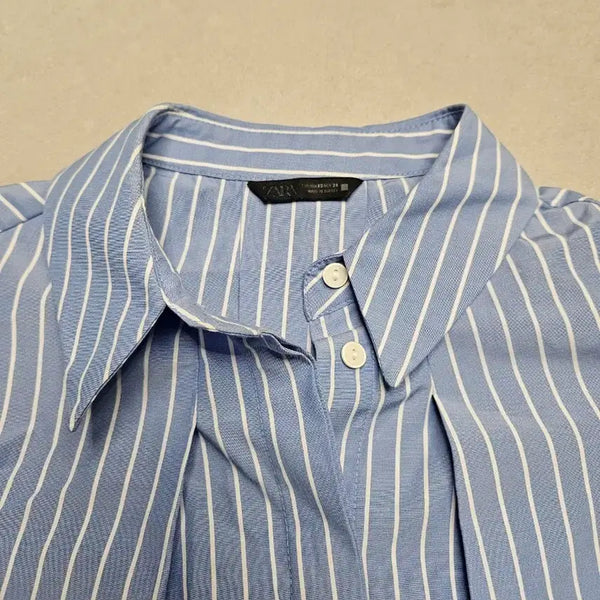 [BUNJANG] ZARA Striped Shirt Blue / 자라 스트라이프 셔츠 블루