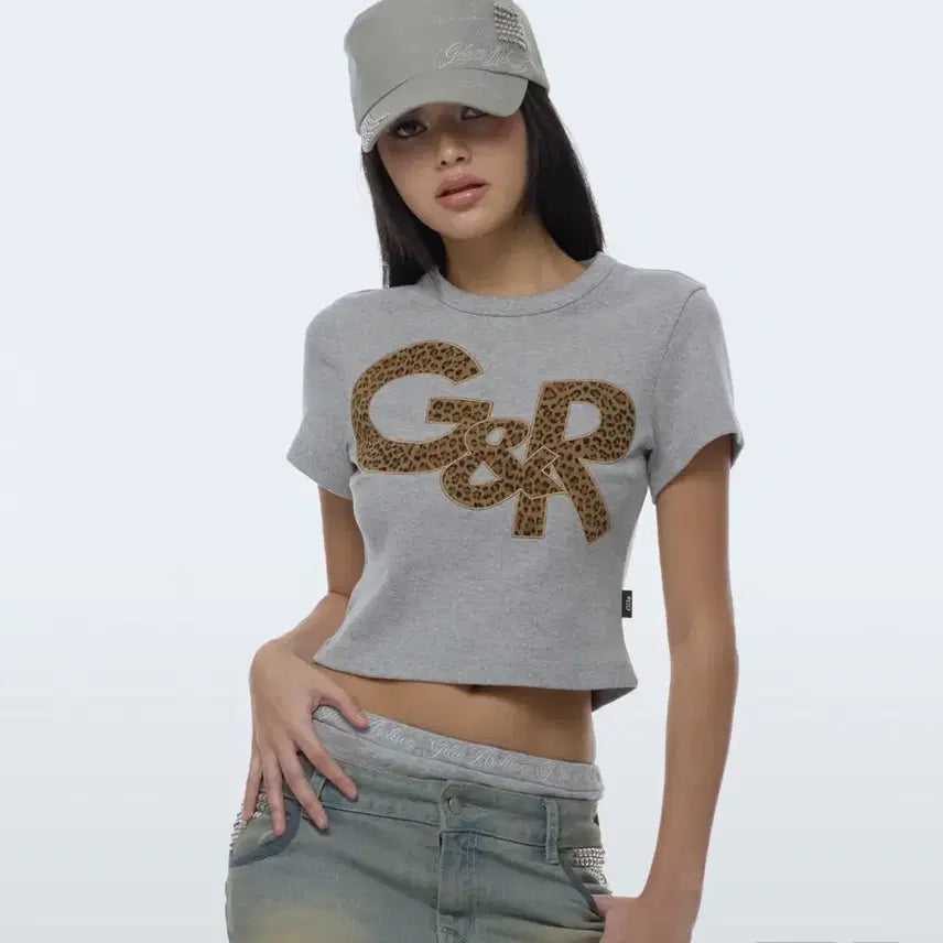 [BUNJANG] GILLAHIVE G&R Logo Crop Top Gray / 길라아카이브 G&R 로고 크롭탑 그레이