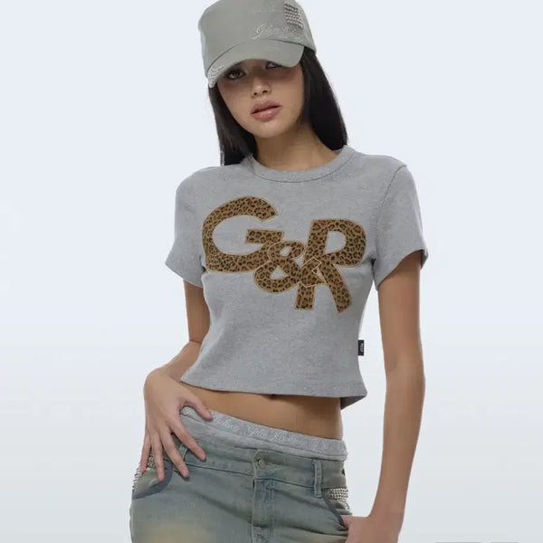 [BUNJANG] GILLAHIVE G&R Logo Crop Top Gray / 길라아카이브 G&R 로고 크롭탑 그레이