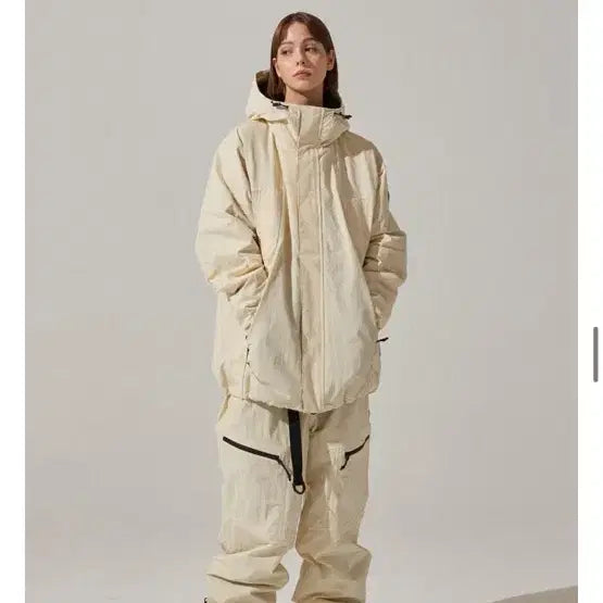[BUNJANG] Unbind 24/25 Snowboard Wear Set - Beige, Oversized Fit / 24/25 언바인드 보드복 세트 (착샷있음)