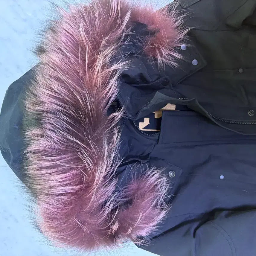 [BUNJANG] Moochle Women's Puffer Coat Purple Fur Hood / 무스너클 여성 패딩 퍼플 퍼 후드
