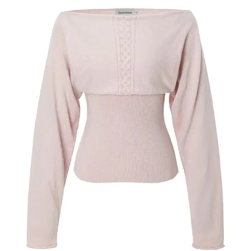 [BUNJANG] 3times Dewy Off-Top Pink Knit / 쓰리타임즈 듀이 오프탑 핑크