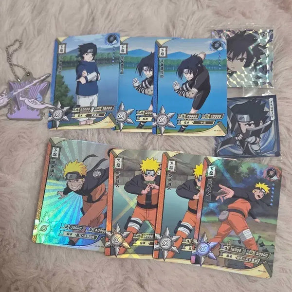 [BUNJANG] Naruto Uzumaki & Uchiha Sasuke Rare Card & Keychain Bundle Set / 나루토 우즈마키나루토 우치하사스케 레어카드 웨하스레어 키링 일괄