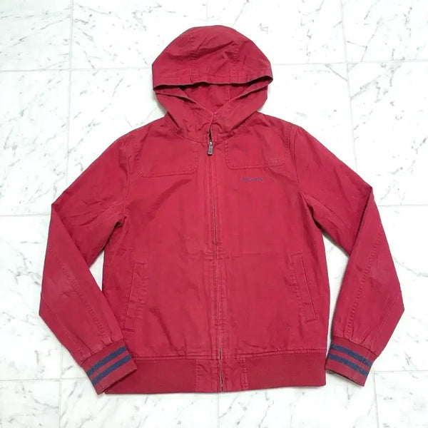 [BUNJANG] Ssamji Vintage Red Hooded Zip-Up Jacket / 쌈지 레드 빈티지 후드 집업 자켓 95